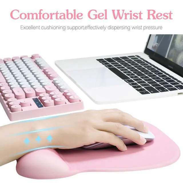 Alt view image 5 of 7 - Office Mouse pad with Gel Wrist Rest, 9.2 x 8.1 in, Pink