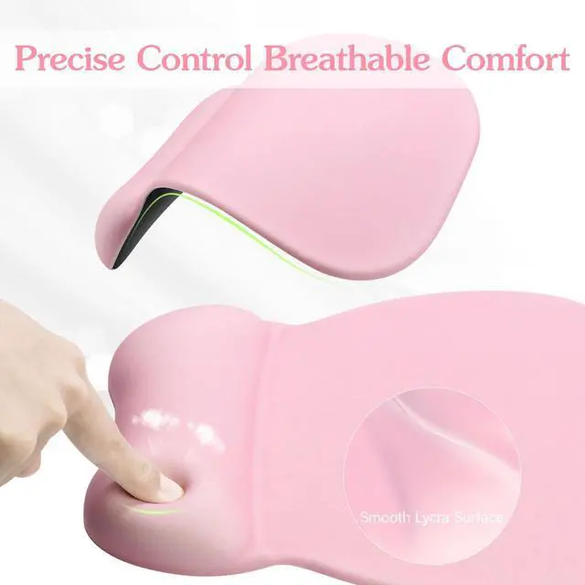 Alt view image 7 of 7 - Office Mouse pad with Gel Wrist Rest, 9.2 x 8.1 in, Pink