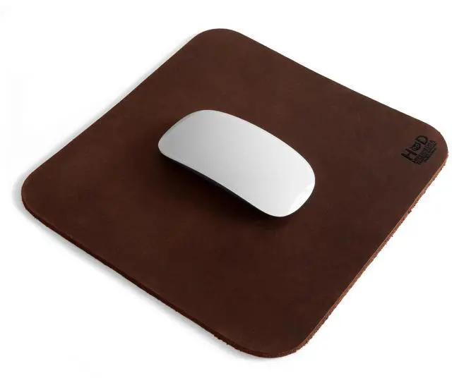 Main image of Genuine Leather Mouse Pad, Anti Slip Leather Mousepad for Gaming, for Apple Magic Mouse & PC, Ergonomic Non Slip Base, Brown & Black Large Mat Pads for Desk, Computer Mousepads for Men