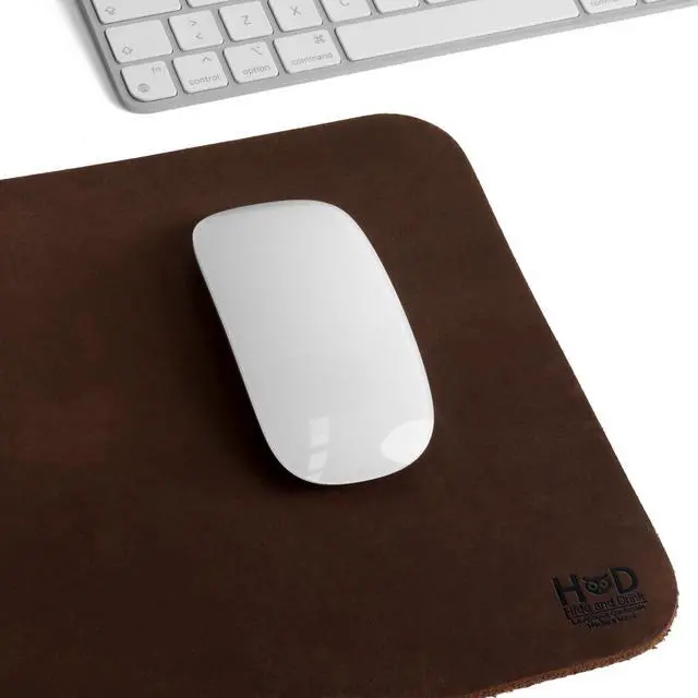 Alt view image 3 of 5 - Genuine Leather Mouse Pad, Anti Slip Leather Mousepad for Gaming, for Apple Magic Mouse & PC, Ergonomic Non Slip Base, Brown & Black Large Mat Pads for Desk, Computer Mousepads for Men