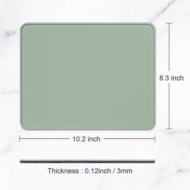 Alt view image 6 of 7 - Mouse Pad, Premium-Textured Square Mousepad 10.2 x 8.3 Inch, Stitched Edge Anti-Slip Waterproof Rubber Pretty Cute Computer Mat for Office Gaming Laptop Women Kids Bean Green