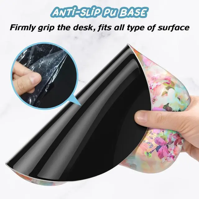 Alt view image 5 of 7 - Ergonomic Mouse Pad with Wrist Rest Support, Gel Mouse Pads with Non-Slip PU Base, Pain Relief Memory Foam Computer Mat, Cute Office Supplies Desk Decro Accessories, Pink Flower
