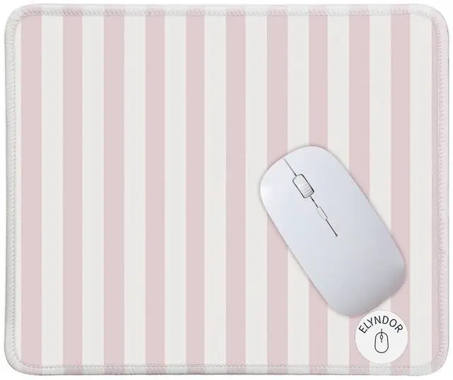 Main image of Mouse Pad for Desk with Stitched Edge, Premium Cute Washable Mouse Pads. Computer Mousepad with Non-Slip Rubber Base, Mousepads for Laptop, 9.25x7.75x0.12 inch (Pink Stripes)
