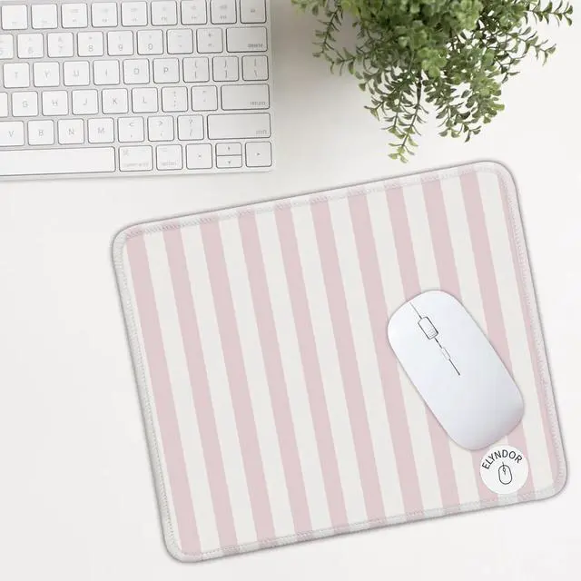 Alt view image 2 of 7 - Mouse Pad for Desk with Stitched Edge, Premium Cute Washable Mouse Pads. Computer Mousepad with Non-Slip Rubber Base, Mousepads for Laptop, 9.25x7.75x0.12 inch (Pink Stripes)