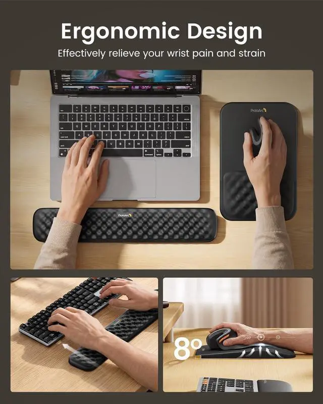 Alt view image 2 of 7 - KMP50 Ergonomic Mouse Pad with Wrist Rest, PU Leather, Black