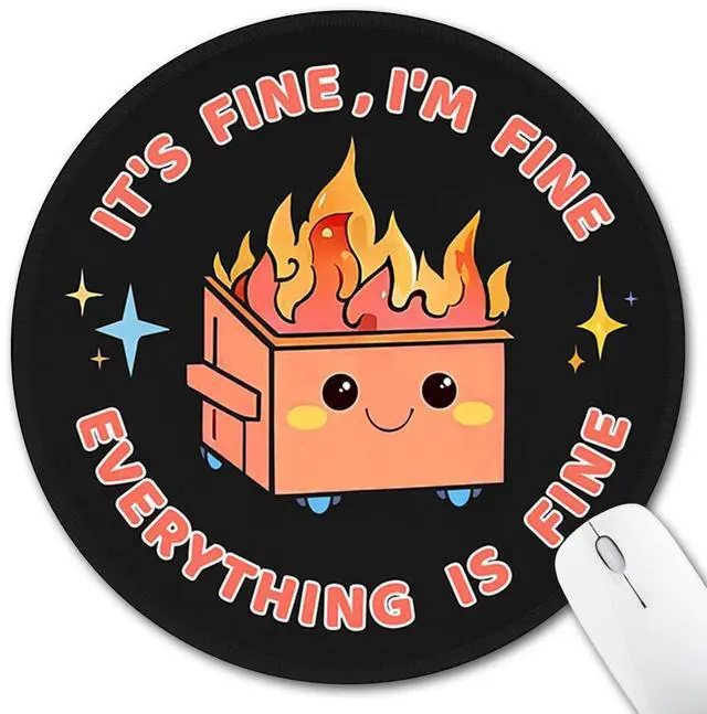 Main image of Funny Mouse Pad, Dumpster on Fire Round Mousepad for Office Desk
