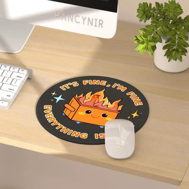 Alt view image 2 of 6 - Funny Mouse Pad, Dumpster on Fire Round Mousepad for Office Desk