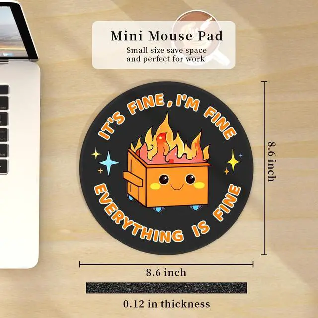 Alt view image 3 of 6 - Funny Mouse Pad, Dumpster on Fire Round Mousepad for Office Desk