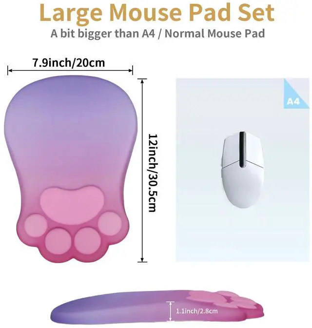Alt view image 4 of 7 - Ergonomic Mouse Pad with Wrist Rest,Pink Mouse Pad Wrist Support