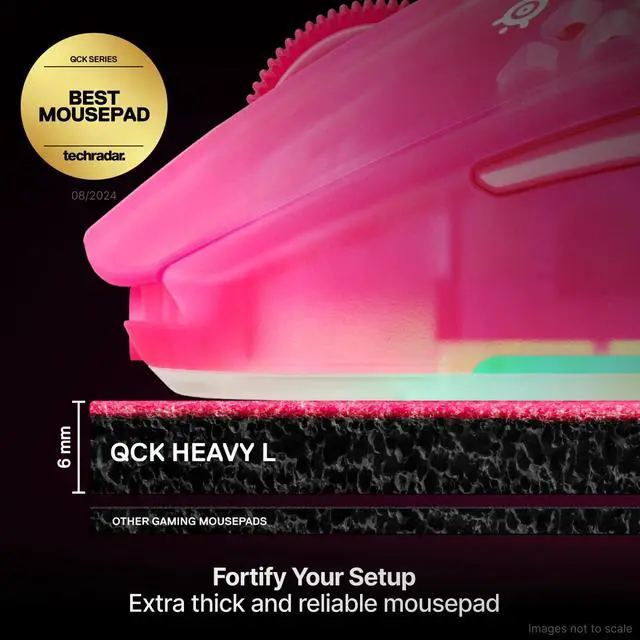 Alt view image 2 of 7 - QcK Heavy Gaming Mousepad Thicker, Non-Slip Silicone Rubber Base, Peak Tracking, Optimized for Gaming FPS, MOBAs, RTS, MMO Large Size 450 mm x 400 mm x 6 mm Magenta