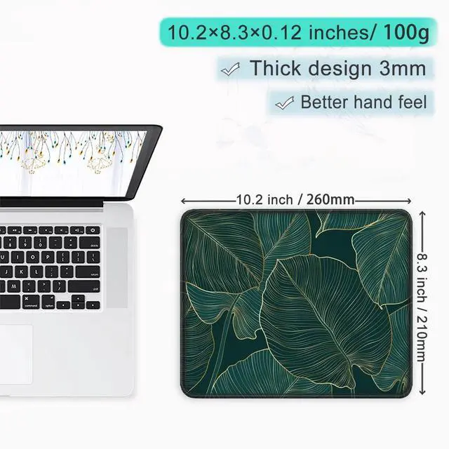 Alt view image 5 of 7 - Mouse Pad with Stitched Edge Premium Textured Smooth Precise Operation Waterproof Washable Non-Slip Rubber Base Desktop Protection Mat, 10.2×8.3×0.12 inches, Palm Texture