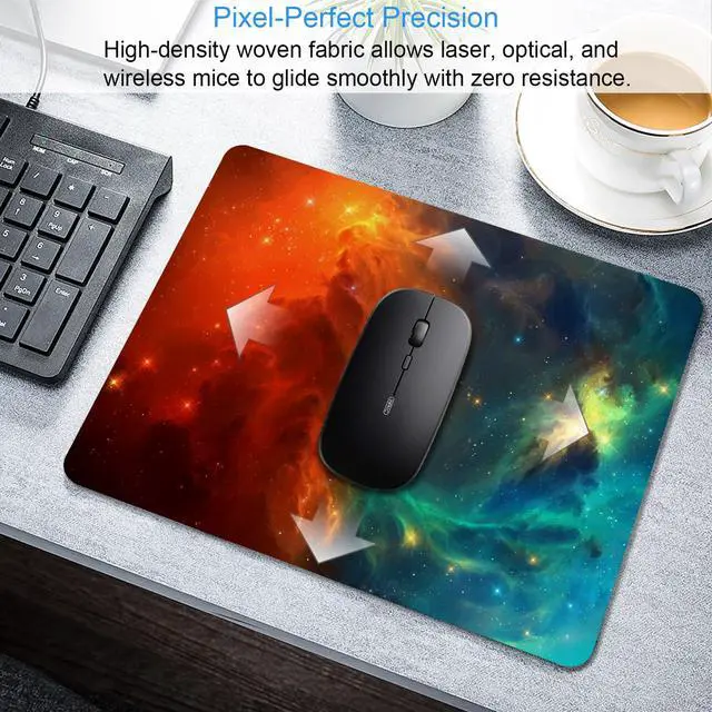 Alt view image 4 of 7 - Orange Cyan Nebula Mouse Pad, 9.5"x7.9" Galaxy Computer Mousepad