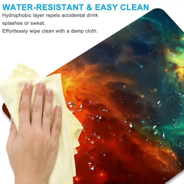 Alt view image 6 of 7 - Orange Cyan Nebula Mouse Pad, 9.5"x7.9" Galaxy Computer Mousepad