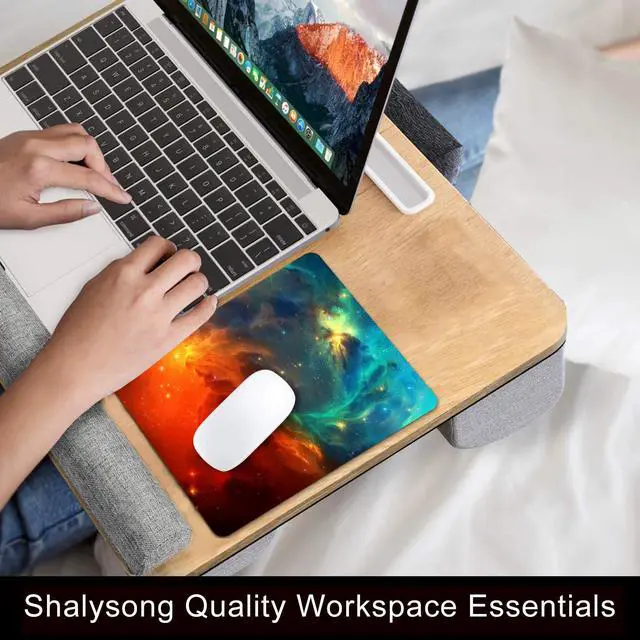 Alt view image 7 of 7 - Orange Cyan Nebula Mouse Pad, 9.5"x7.9" Galaxy Computer Mousepad