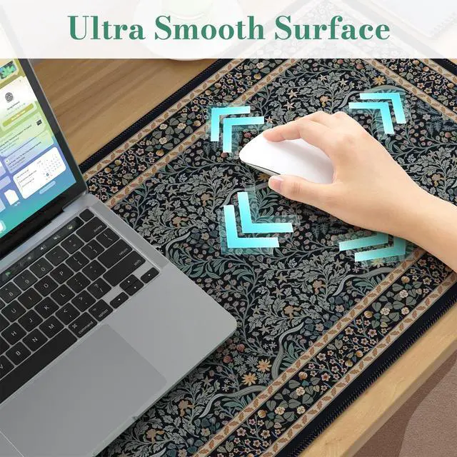 Alt view image 4 of 7 - Desk Cover Mat, Office Mouse Pad,35.4x15.7in,Retro Black