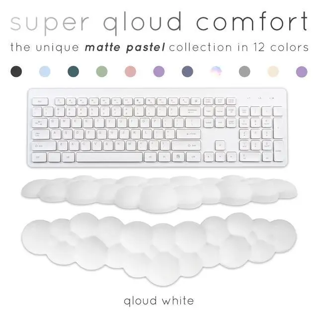 Alt view image 2 of 7 - Cloud Keyboard Wrist Rest Create-ables Qloud Cloud Wrist Rest for Computer Keyboard and Mouse, Ergonomic Memory Foam Wrist Pad with Non-Slip Base, Includes Cloud Mouse Pad White