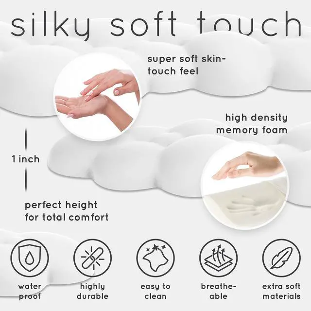 Alt view image 6 of 7 - Cloud Keyboard Wrist Rest Create-ables Qloud Cloud Wrist Rest for Computer Keyboard and Mouse, Ergonomic Memory Foam Wrist Pad with Non-Slip Base, Includes Cloud Mouse Pad White