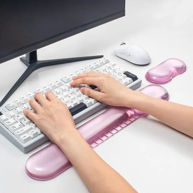 Alt view image 2 of 7 - Gel Wrist Rest for Keyboard and Mouse, Pink Wrist Rest Set