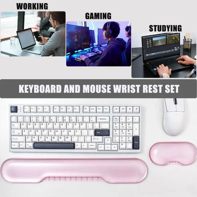 Alt view image 6 of 7 - Gel Wrist Rest for Keyboard and Mouse, Pink Wrist Rest Set