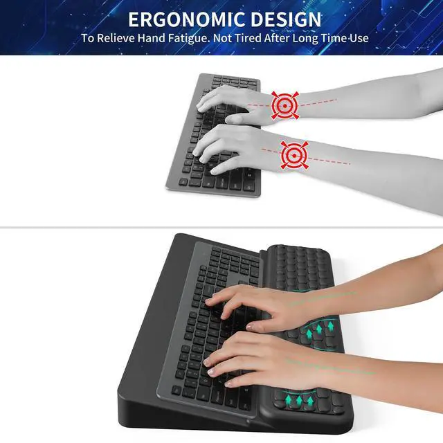 Alt view image 4 of 7 - Wrist Rest for Computer Keyboard, Keyboard Wrist Rest, Ergonomic Keyboards Holder for Easy Typing Working, Wrist Pad for Keyboards with Comfortable Wrist Rest for Keyboard Black