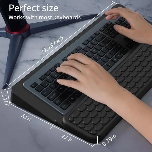 Alt view image 6 of 7 - Wrist Rest for Computer Keyboard, Keyboard Wrist Rest, Ergonomic Keyboards Holder for Easy Typing Working, Wrist Pad for Keyboards with Comfortable Wrist Rest for Keyboard Black
