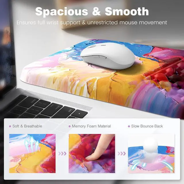 Alt view image 3 of 6 - Mouse Pad with Wrist Rest Ergonomic Comfortable Pain Relief Mousepad Wrist Support for Computer Multicolored