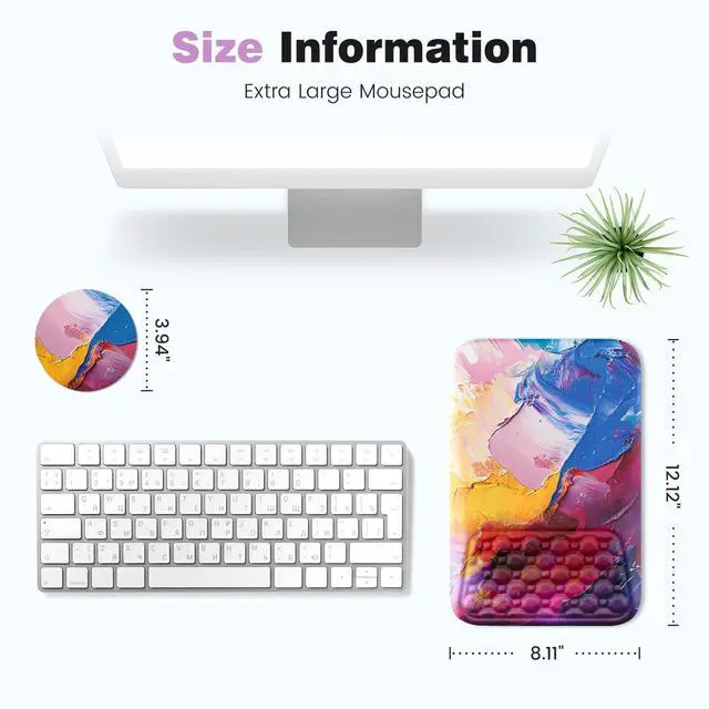 Alt view image 6 of 6 - Mouse Pad with Wrist Rest Ergonomic Comfortable Pain Relief Mousepad Wrist Support for Computer Multicolored
