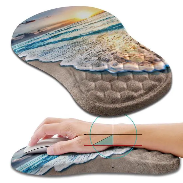 Main image of Ergonomic Mouse Pad Wrist Support, Wrist Rest Mousepad for Carpal Tunnel Pain Relief with Integrated Memory Foam Slope Massage Bulge (11.8x7.9 inch,Beach Sunset