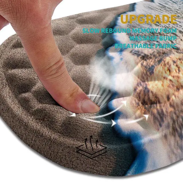 Alt view image 2 of 6 - Ergonomic Mouse Pad Wrist Support, Wrist Rest Mousepad for Carpal Tunnel Pain Relief with Integrated Memory Foam Slope Massage Bulge (11.8x7.9 inch,Beach Sunset