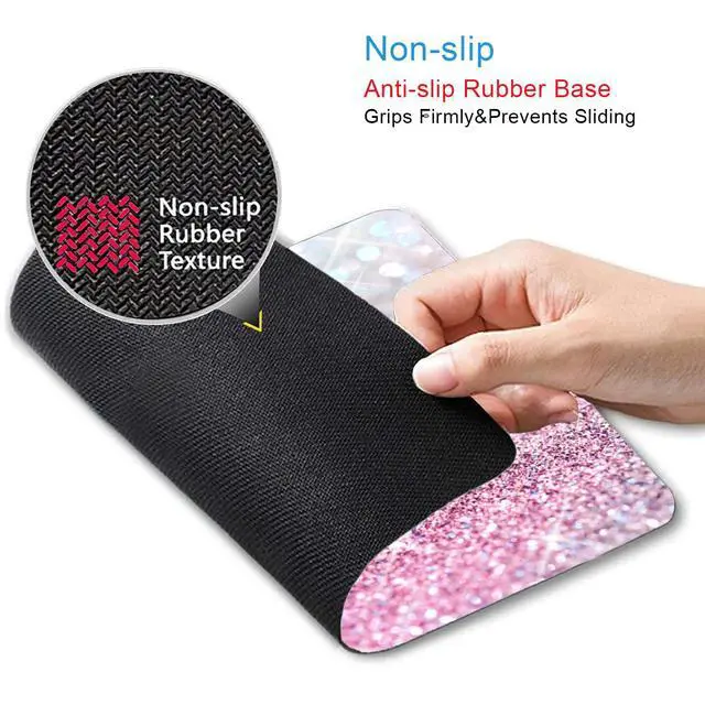 Alt view image 3 of 7 - Pink Blue Sparkly Mouse Pad Cute, Rectangle Non-Slip Rubber Glitter Bling Gradient Mousepad for Kids Girls, Laptop Computer Mouse Pads, 9.5 X 7.9 Inch