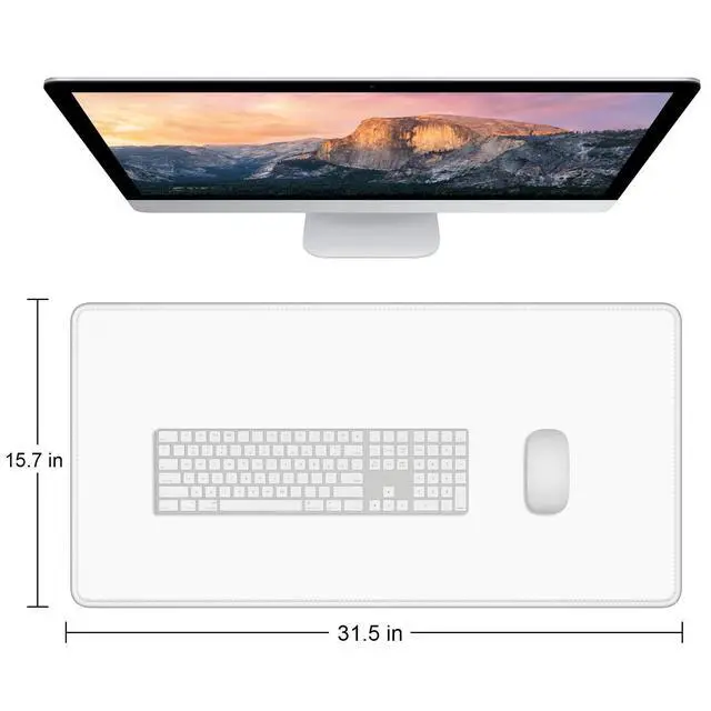 Alt view image 2 of 7 - Large Gaming Mouse Pad, Extended Mouse Mat with Stitched Edges, Full Size Keyboard Pad with Non-Slip Base, Big XXL Computer Desk Mats for Gamer, Laptop, Office, 31.5 x 15.7in, Ivory White