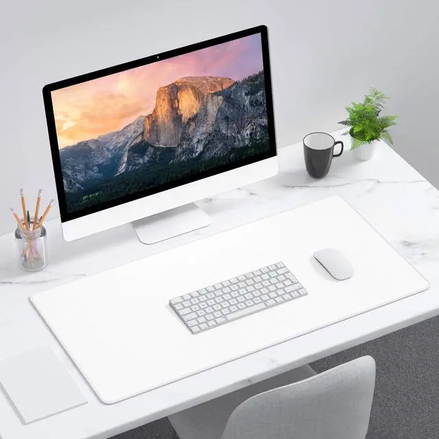 Alt view image 7 of 7 - Large Gaming Mouse Pad, Extended Mouse Mat with Stitched Edges, Full Size Keyboard Pad with Non-Slip Base, Big XXL Computer Desk Mats for Gamer, Laptop, Office, 31.5 x 15.7in, Ivory White