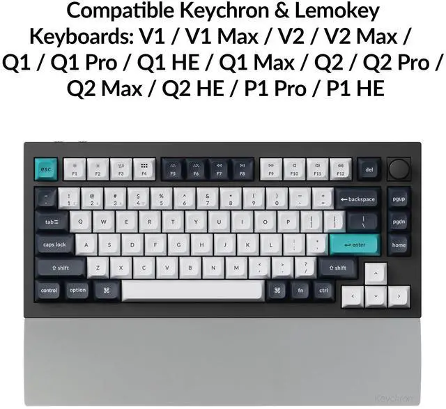 Alt view image 2 of 7 - Gray Silicone Wrist & Palm Rest, 12.89" for 75% Compact Keyboard Series V1/V2/Q1/Q2 & Lemokey P1 (Pro/Max/HE) Anti-Slip Base Smooth & Soft Support