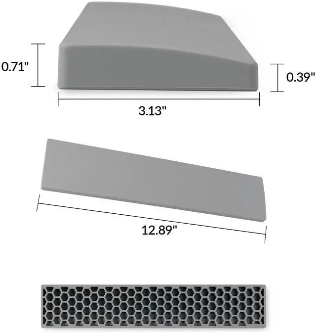 Alt view image 3 of 7 - Gray Silicone Wrist & Palm Rest, 12.89" for 75% Compact Keyboard Series V1/V2/Q1/Q2 & Lemokey P1 (Pro/Max/HE) Anti-Slip Base Smooth & Soft Support