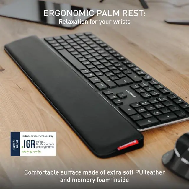 Alt view image 2 of 6 - PALMREST Ergo, Extra-Wide Ergonomic Wrist Rest, Compatible with Any Keyboard, Extendable Feet, 3 Different Tilt Angles, Comfortable, Non-Slip Bottom, Black