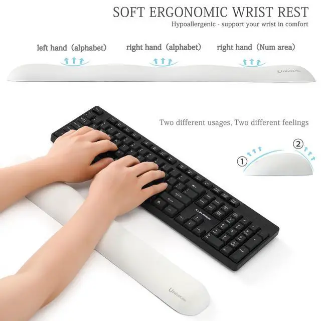 Alt view image 2 of 7 - Design-Wave Keyboard Wrist Rest, Artificial Sheepskin+Memory Foam+Ergonomic+Anti-Slip Gel, Resilience Support During Work and Gaming,Keyboard Accessory,White