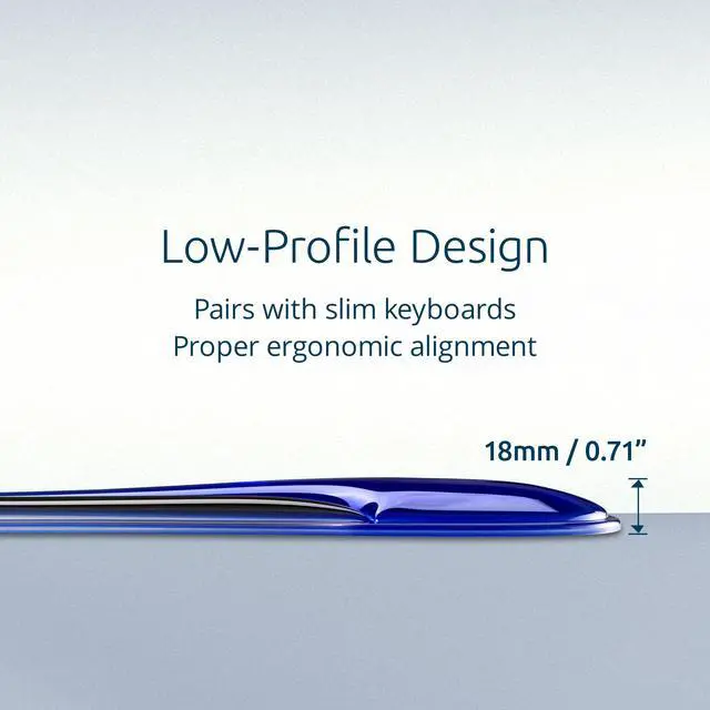 Alt view image 2 of 6 - Slim Duo Gel Wrist Rest for Low Profile Keyboard, Wrist Pad for Keyboard, Ergonomic Wrist Pad for Computer, Non-Skid Computer Pad with Wrist Support, Blue K62441WW, 19" x 3.7"x 0.7