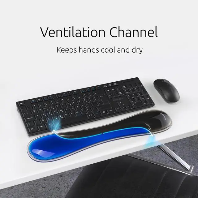 Alt view image 4 of 6 - Slim Duo Gel Wrist Rest for Low Profile Keyboard, Wrist Pad for Keyboard, Ergonomic Wrist Pad for Computer, Non-Skid Computer Pad with Wrist Support, Blue K62441WW, 19" x 3.7"x 0.7