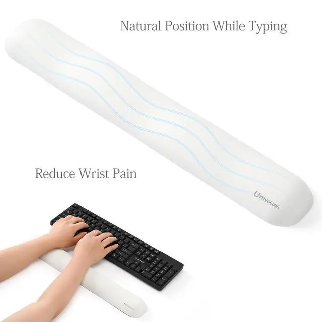 Alt view image 6 of 7 - Design-Wave Keyboard Wrist Rest, Artificial Sheepskin+Memory Foam+Ergonomic+Anti-Slip Gel, Resilience Support During Work and Gaming,Keyboard Accessory,White