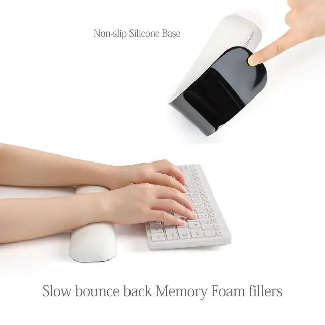 Alt view image 4 of 7 - Design-Wave Keyboard Wrist Rest, Artificial Sheepskin+Memory Foam+Ergonomic+Anti-Slip Gel, Resilience Support During Work and Gaming,Keyboard Accessory,White