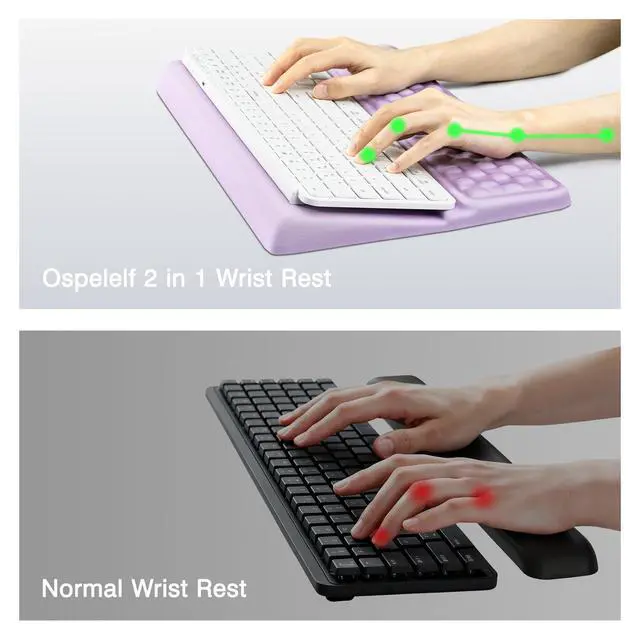 Alt view image 7 of 7 - Keyboard Wrist Rest Pad, Comfy Ergonomic Keyboard Stand Riser Holder, Computer Wrist Support Cushion forTyping, Purple