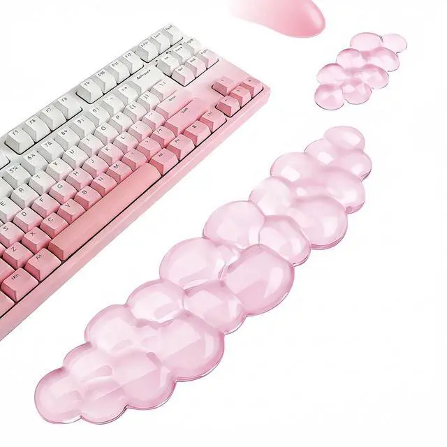 Main image of Cloud Keyboard and Mouse Wrist Rest Set, Clear Gel Keyboard Mouse Wrist Rest Support Pad for Typing Pain Relief, Cute Aesthetic Desk Decor Accessory for Home Office Dorm(Pink)