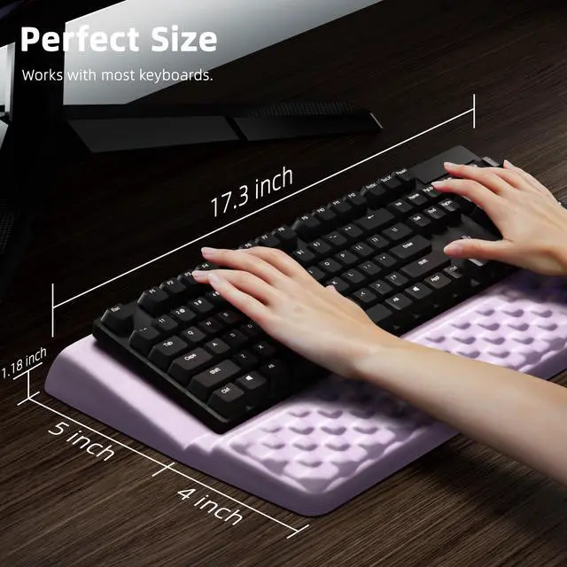 Alt view image 6 of 7 - Keyboard Wrist Rest Pad, Comfy Ergonomic Keyboard Stand Riser Holder, Computer Wrist Support Cushion forTyping, Purple