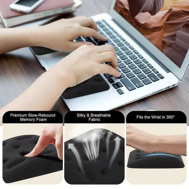 Alt view image 3 of 6 - Ergonomic Wrist Rest for Laptop, Upgraded Laptop Wrist Support Pad for Computer Keyboard, Relieve Wrist Pain and Carpal Tunnel (Black)