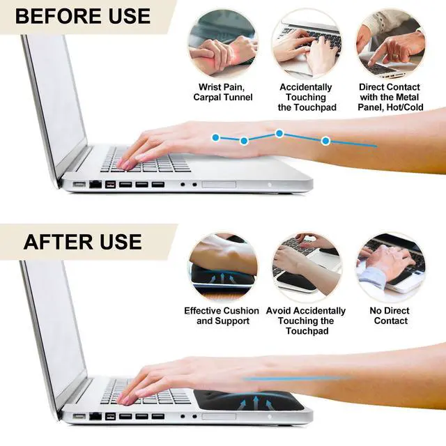 Alt view image 4 of 6 - Ergonomic Wrist Rest for Laptop, Upgraded Laptop Wrist Support Pad for Computer Keyboard, Relieve Wrist Pain and Carpal Tunnel (Black)