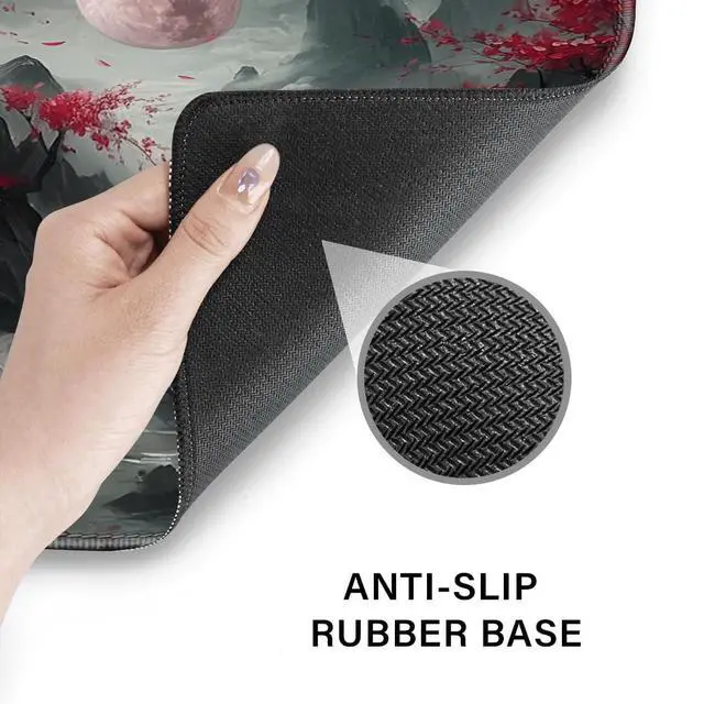 Alt view image 5 of 6 - Desk Pad and Keyboard Wrist Rest,Janpense Large Mouse Pad + Keyboard Pad+Mouse Wrist Support, Non-Slip Desk Mat Protector for Office, Home 31.5×11.8 Inches Cherry Blossom