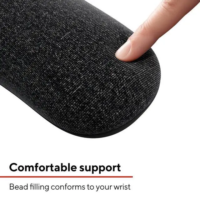 Alt view image 3 of 6 - Beaded Keyboard Wrist Rest, Ergonomic NonSlip Support Cushion for Comfortable Typing, Durable BeadFilled Design in Black/Gray