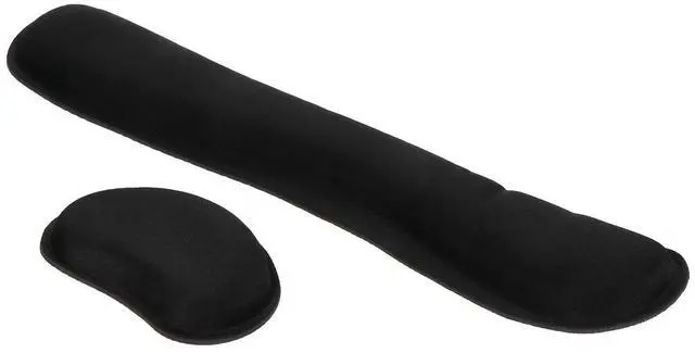 Main image of Memory Foam Wrist Rest Set, Black Non-Slip Keyboard and Mouse Pad Wrist Support with Comfortable Hand Cushion for Office and Home Use