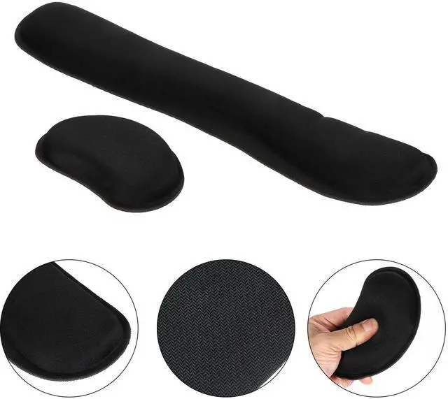 Alt view image 6 of 7 - Memory Foam Wrist Rest Set, Black Non-Slip Keyboard and Mouse Pad Wrist Support with Comfortable Hand Cushion for Office and Home Use