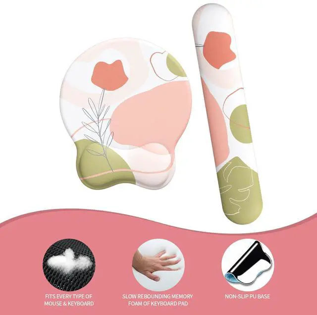 Alt view image 6 of 7 - Mouse Pad Wrist Support, Ergonomic Memory Foam Keyboard Wrist Pad & Gel Wrist Rest Set for Computer Keyboard for Easy Typing & Pain Relief for Office & Home (Rose Set)